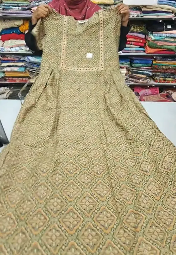 Pure Jaipur Cotton V-Neck Frock Maxi Nighty | NT3611